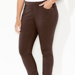 Catherines Brown Knit Jeans (French Terry)- 5XWP- NWT Petite Length